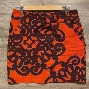 Merona dark red and plum Abstract mini skirt with pockets size 6